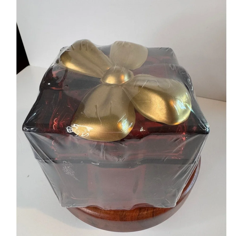 Ashland Ruby Red Glass Gift Box Trinket Box Gold Bow Christmas Holiday Decor New - Picture 3 of 9